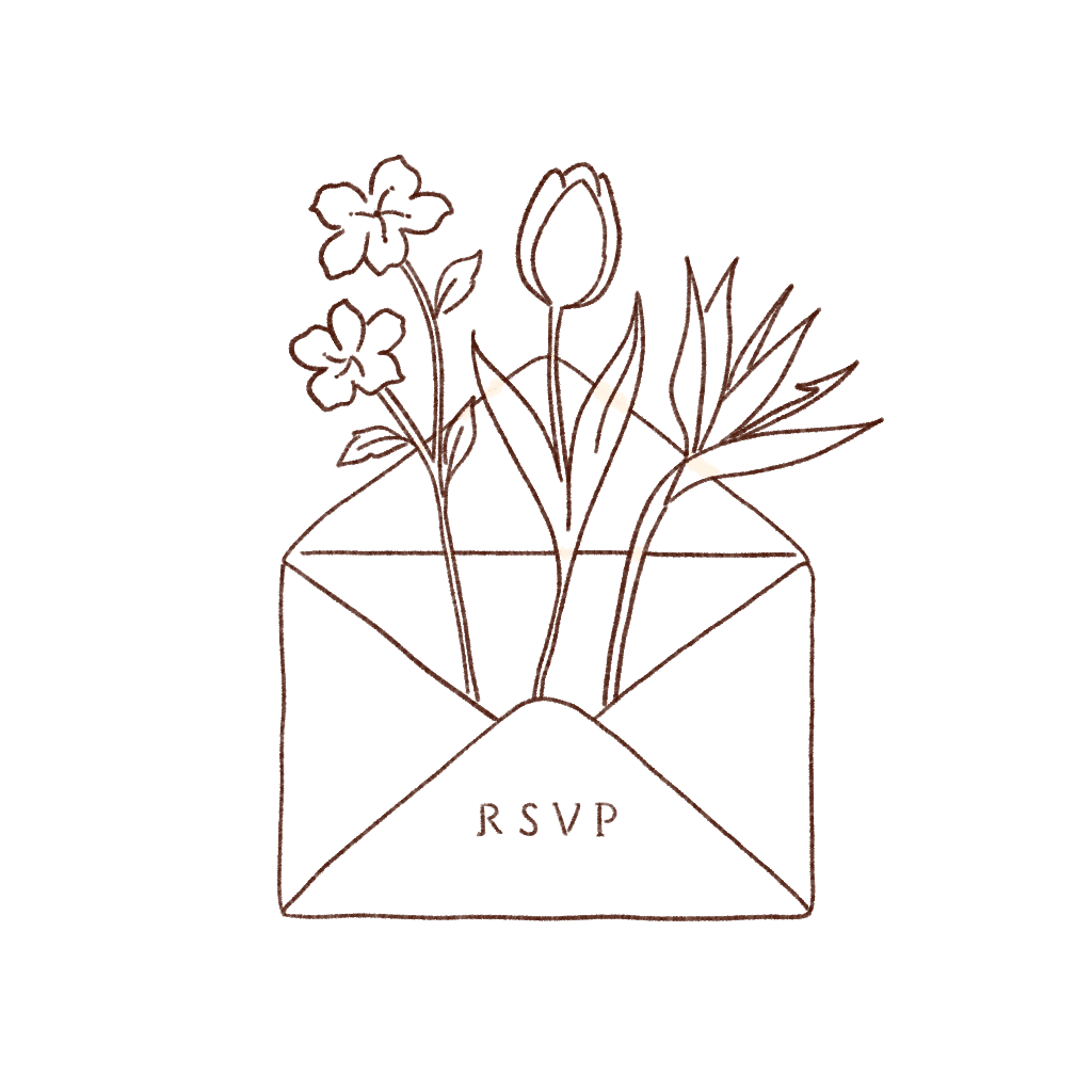 picture of a rsvp envelope filled with flowers